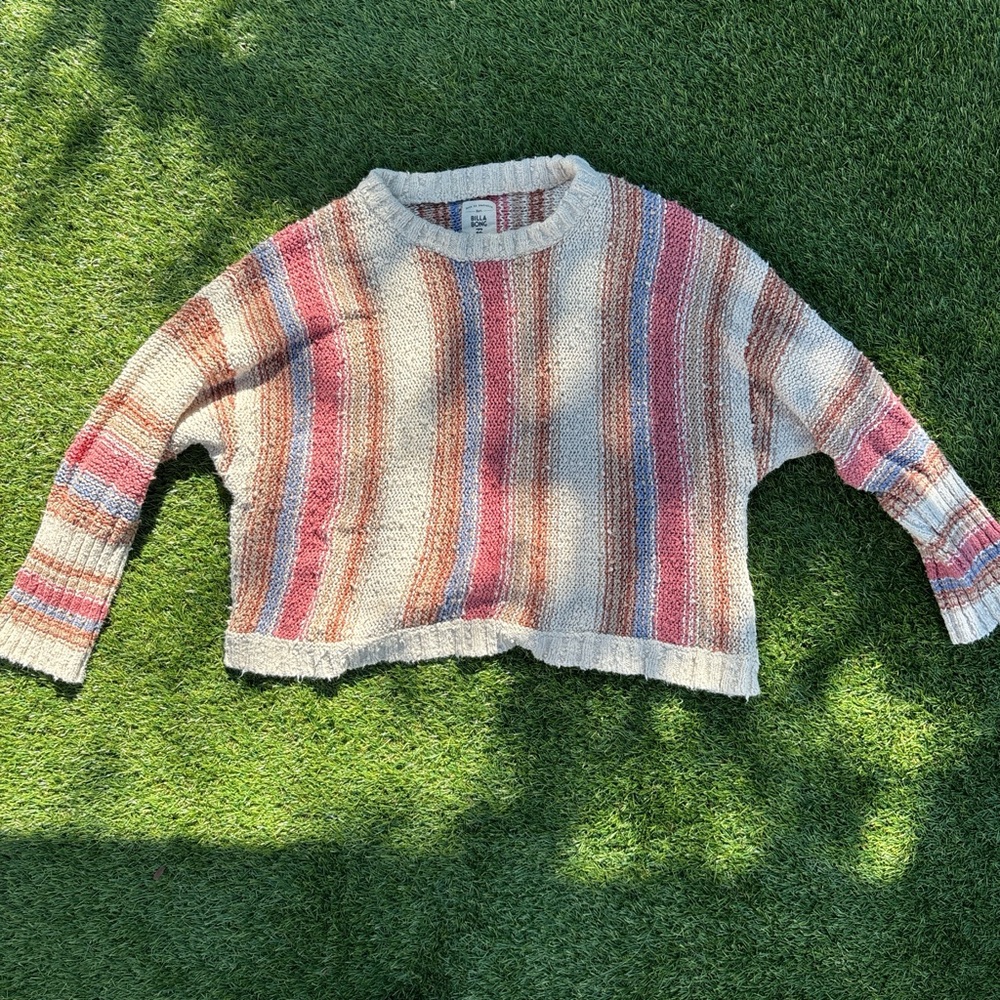 Billabong multicolored striped cropped sweater